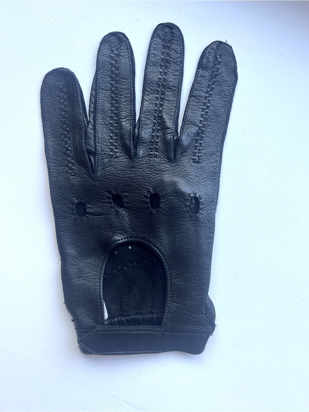 Men's Black Calfskin Leather Driving Gloves